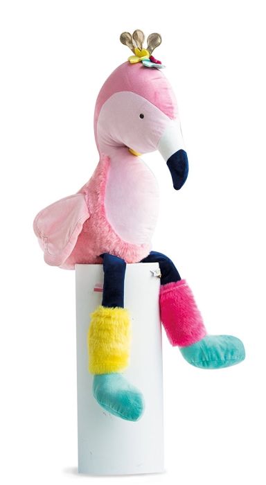 Doudou de la gamme TROPI COOL Flamant Rose XXL de 80 cm concu par DOUDOU ET COMPAGNIE sur Marketoy Marketoy