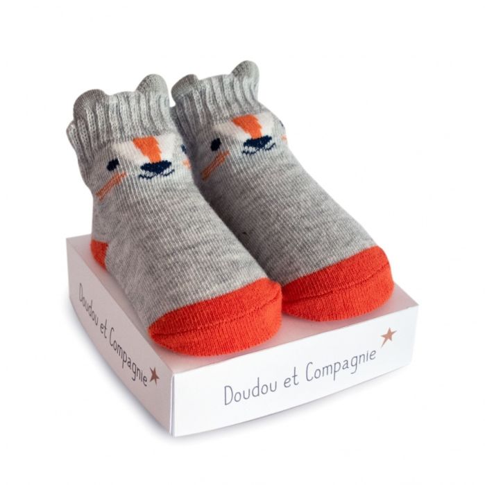 Chaussette de naissance petites oreilles de la gamme DOUDOU ET COMPAGNIE Renard Marketoy