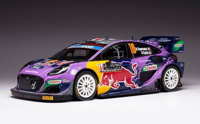 Voiture de RALLYE MONTE CARLO 2022 couleur violet FORD PUMA RALLY 1 n 16 FOURMAUX CORIA WRC2 Marketoy